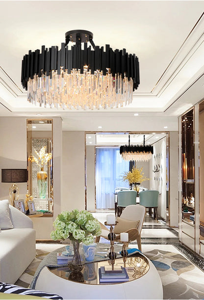 Modern Black Crystal Chandelier Fixture