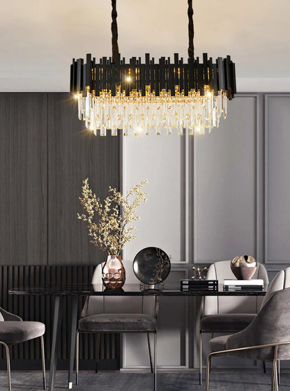 Modern Black Crystal Chandelier Fixture