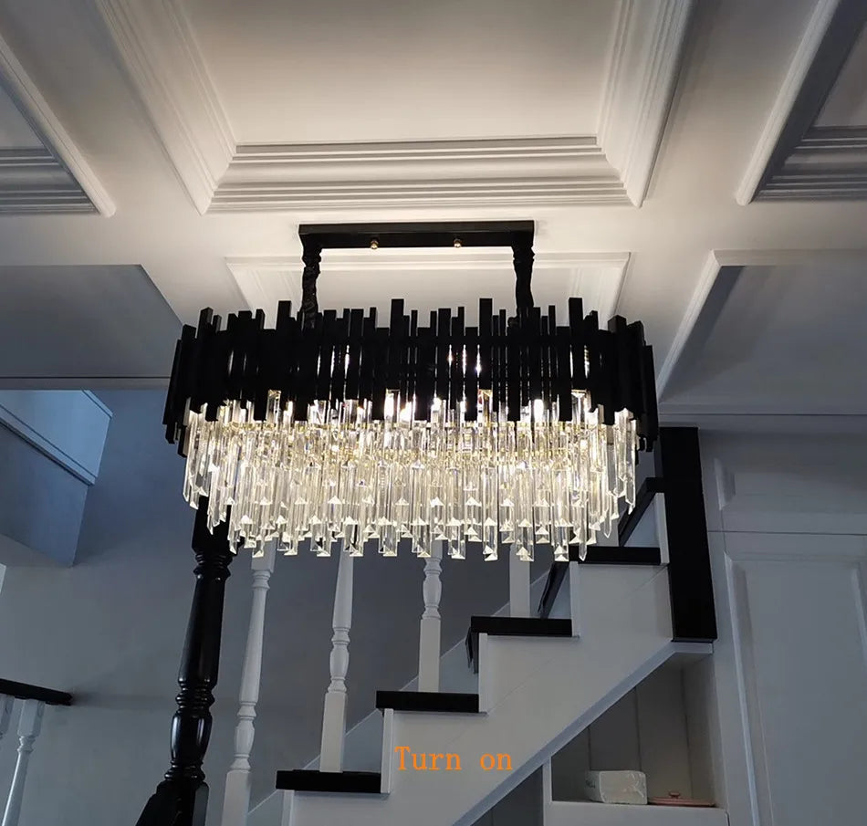 Modern Black Crystal Chandelier Fixture