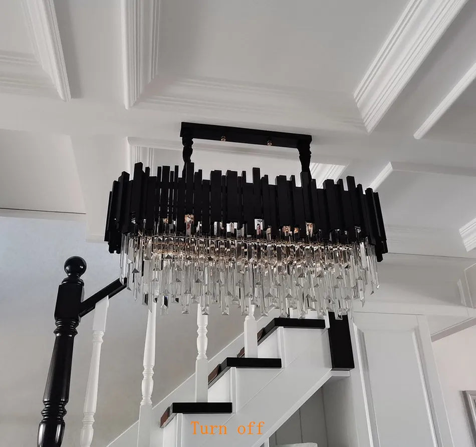 Modern Black Crystal Chandelier Fixture