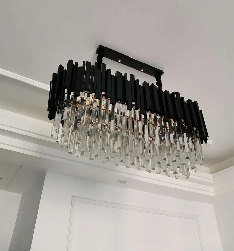 Modern Black Crystal Chandelier Fixture