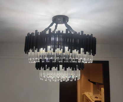 Modern Black Crystal Chandelier Fixture