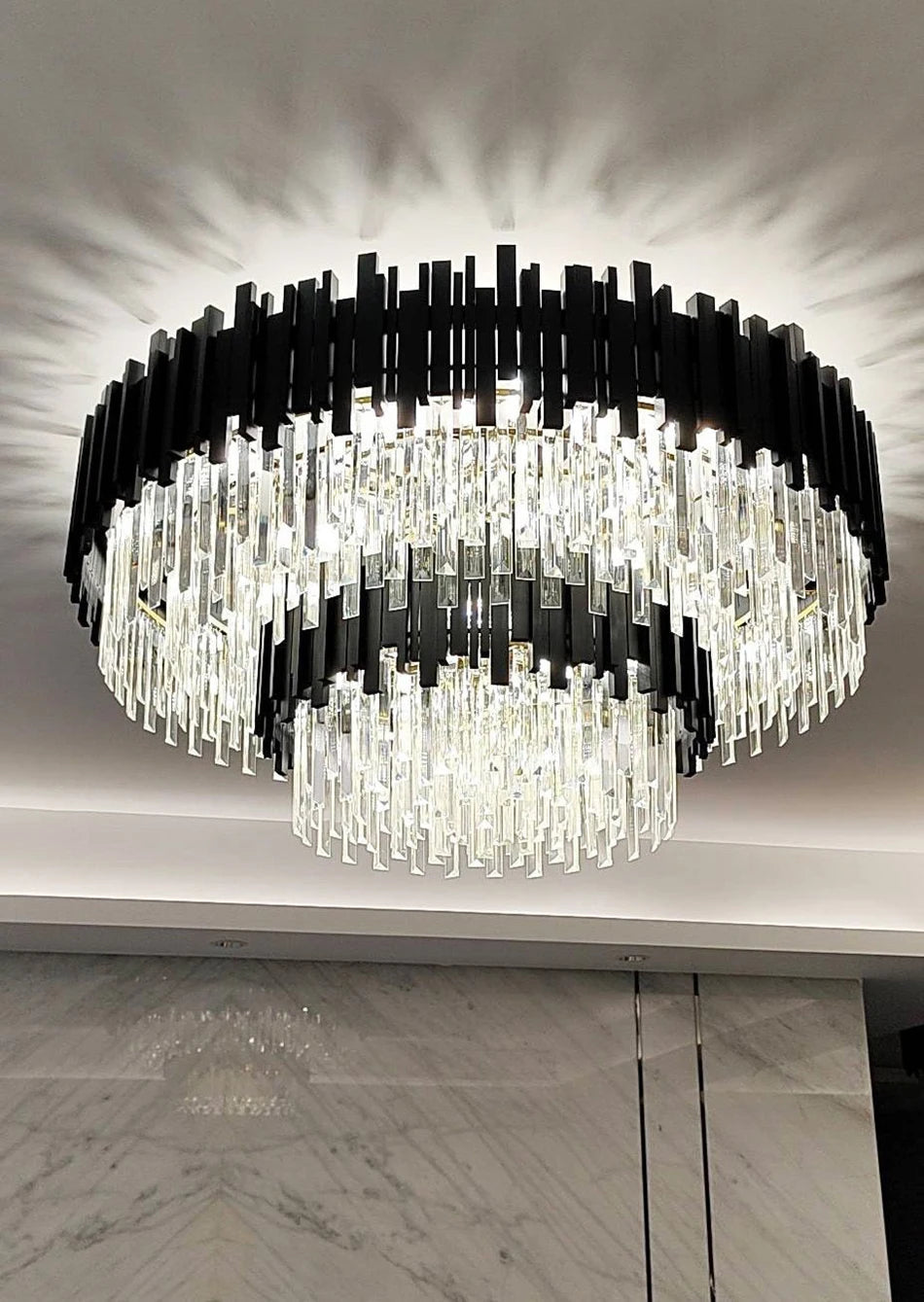 Modern Black Crystal Chandelier Fixture