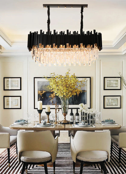 Modern Black Crystal Chandelier Fixture