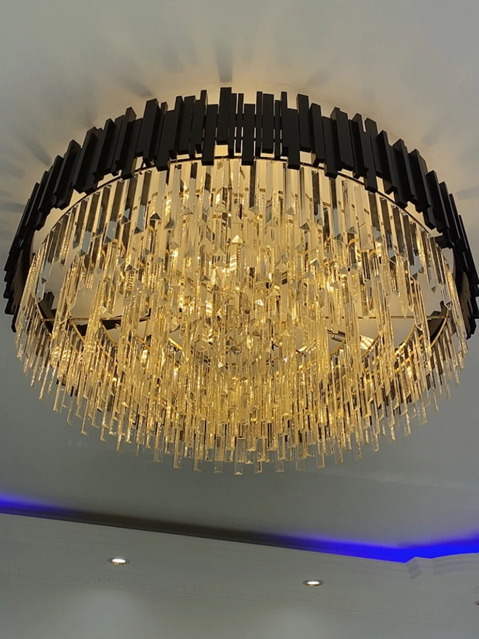 Modern Black Crystal Chandelier Fixture