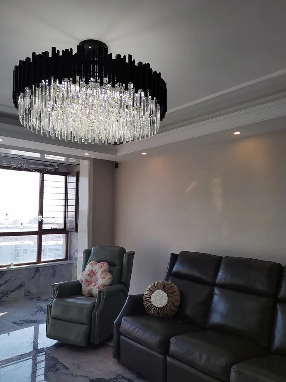 Modern Black Crystal Chandelier Fixture