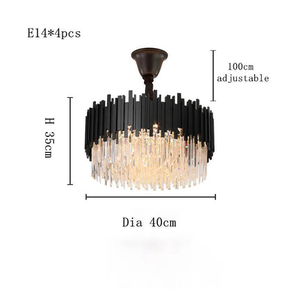 Modern Black Crystal Chandelier Fixture