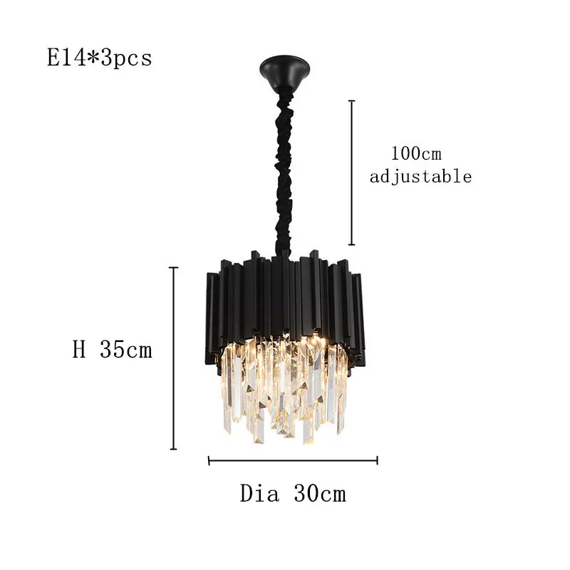 Modern Black Crystal Chandelier Fixture