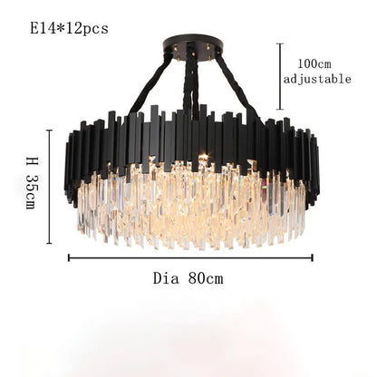 Modern Black Crystal Chandelier Fixture