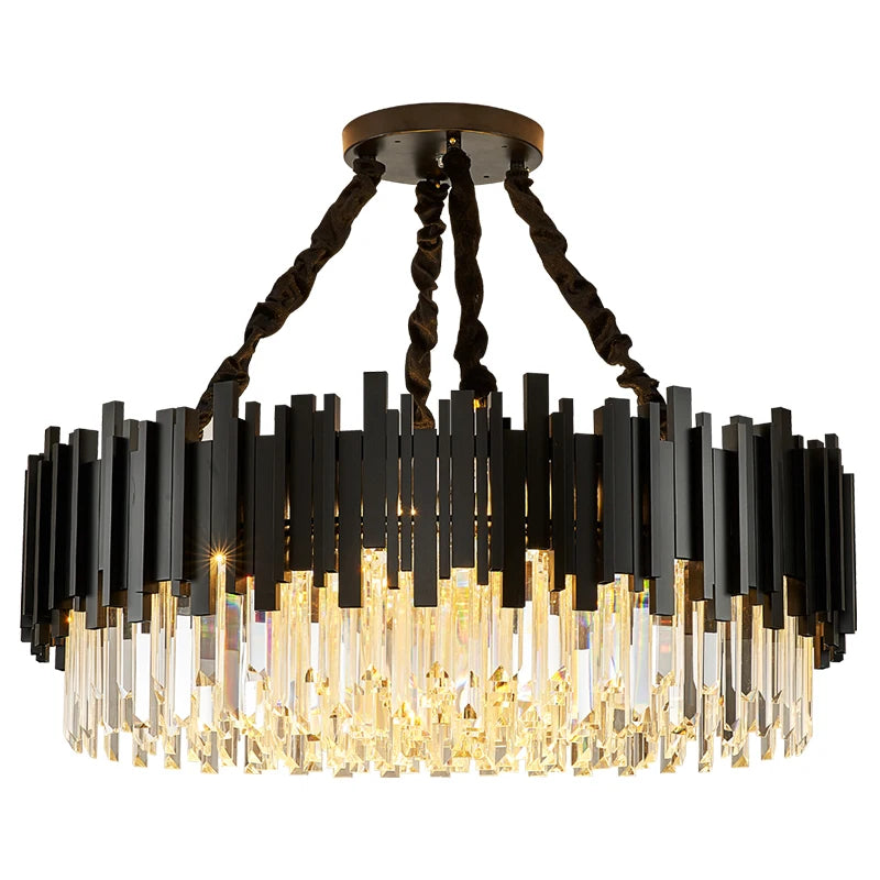 Modern Black Crystal Chandelier Fixture