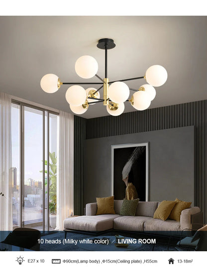 Modern Black Glass Ball Chandelier