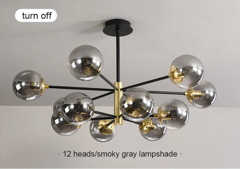 Modern Black Glass Ball Chandelier