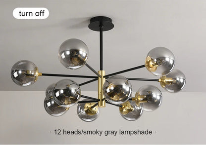 Modern Black Glass Ball Chandelier