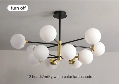 Modern Black Glass Ball Chandelier