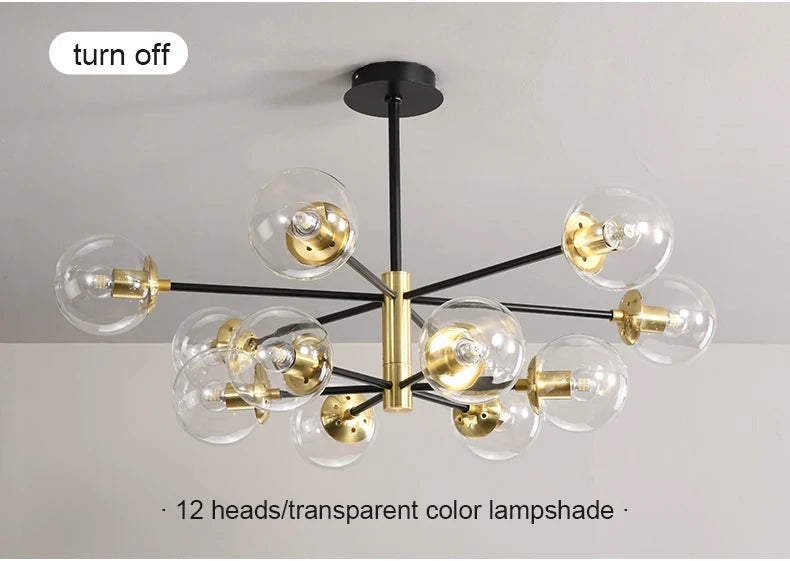 Modern Black Glass Ball Chandelier