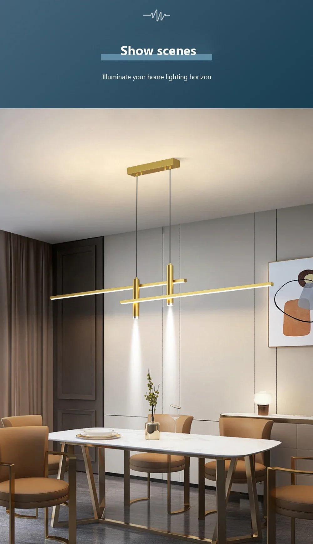 Modern Black Gold LED Pendant Light