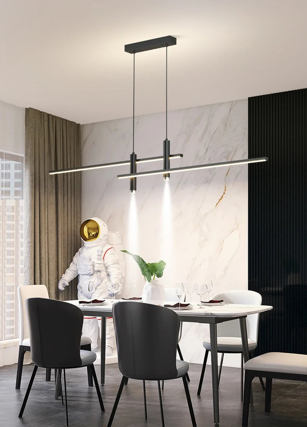 Modern Black Gold LED Pendant Light