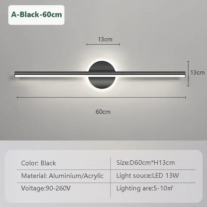 Modern Black Gold LED Wall Lamp