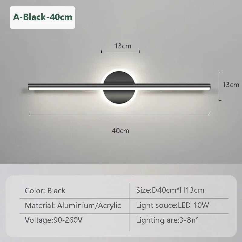 Modern Black Gold LED Wall Lamp