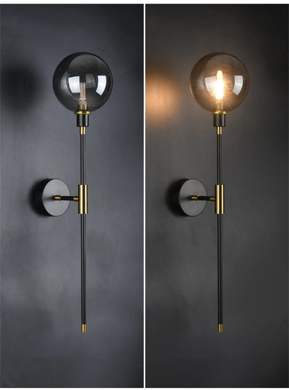 Modern Black Iron Glass Wall Lamp