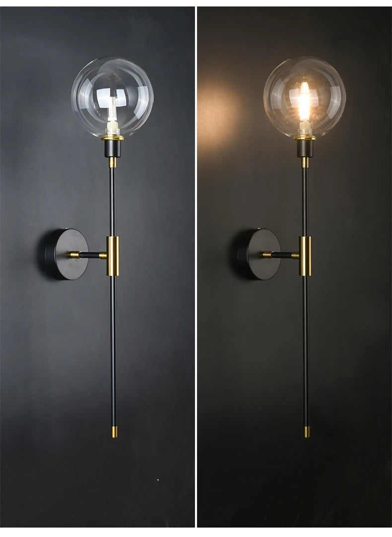 Modern Black Iron Glass Wall Lamp