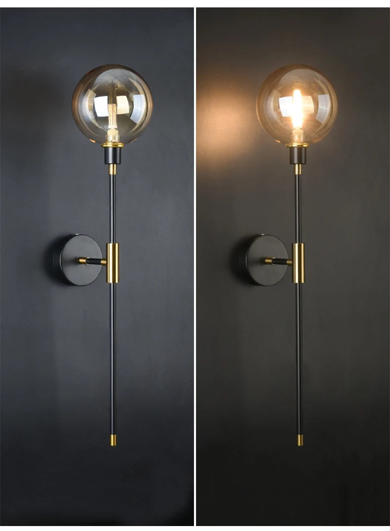 Modern Black Iron Glass Wall Lamp