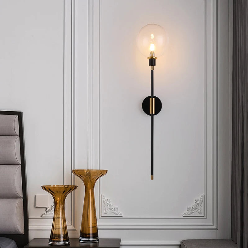 Modern Black Iron Glass Wall Lamp