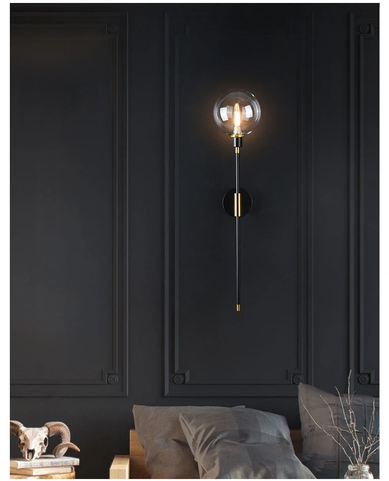 Modern Black Iron Glass Wall Lamp