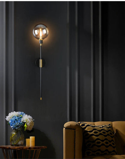 Modern Black Iron Glass Wall Lamp