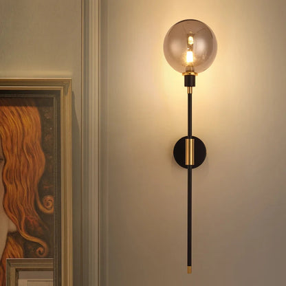 Modern Black Iron Glass Wall Lamp