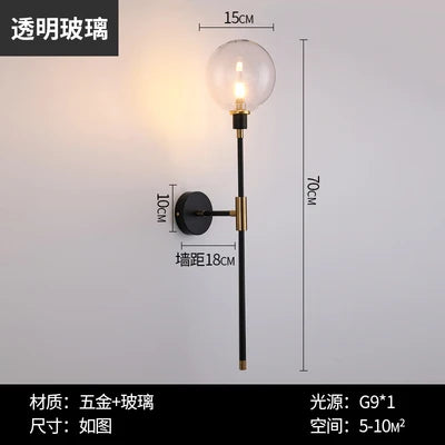 Modern Black Iron Glass Wall Lamp