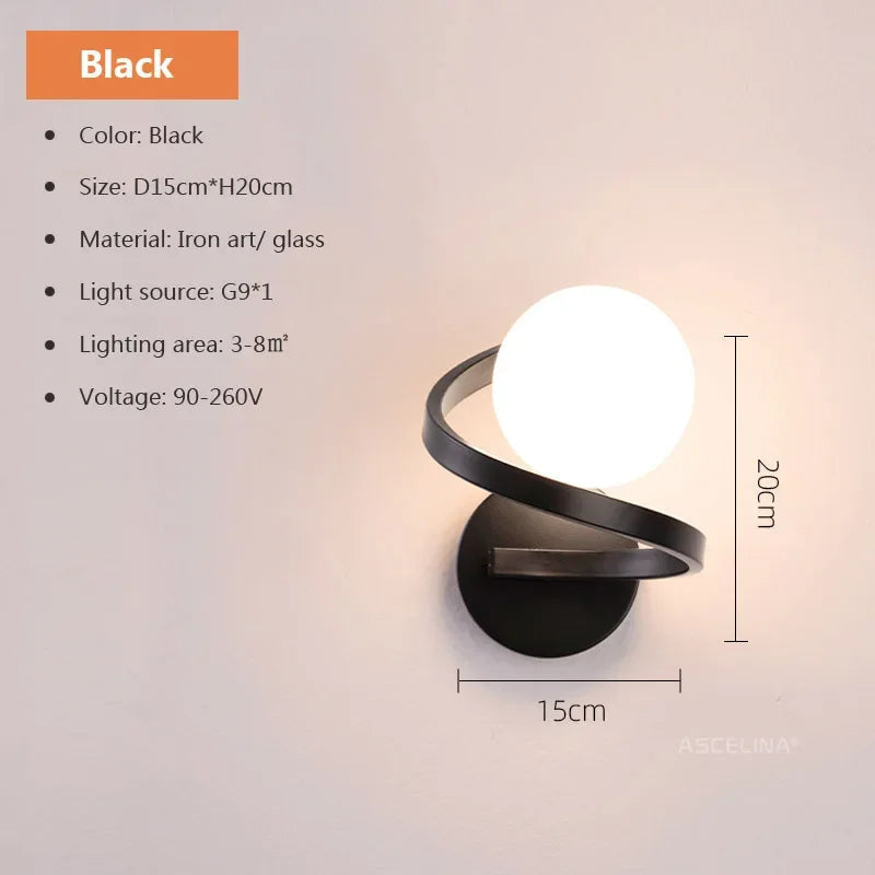 Modern Black LED Glass Wall Lamp