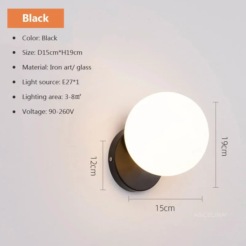 Modern Black LED Glass Wall Lamp