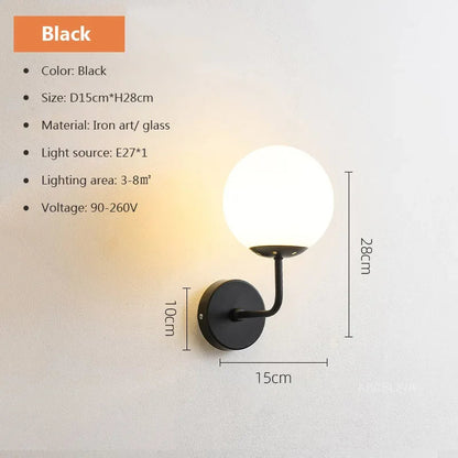 Modern Black LED Glass Wall Lamp