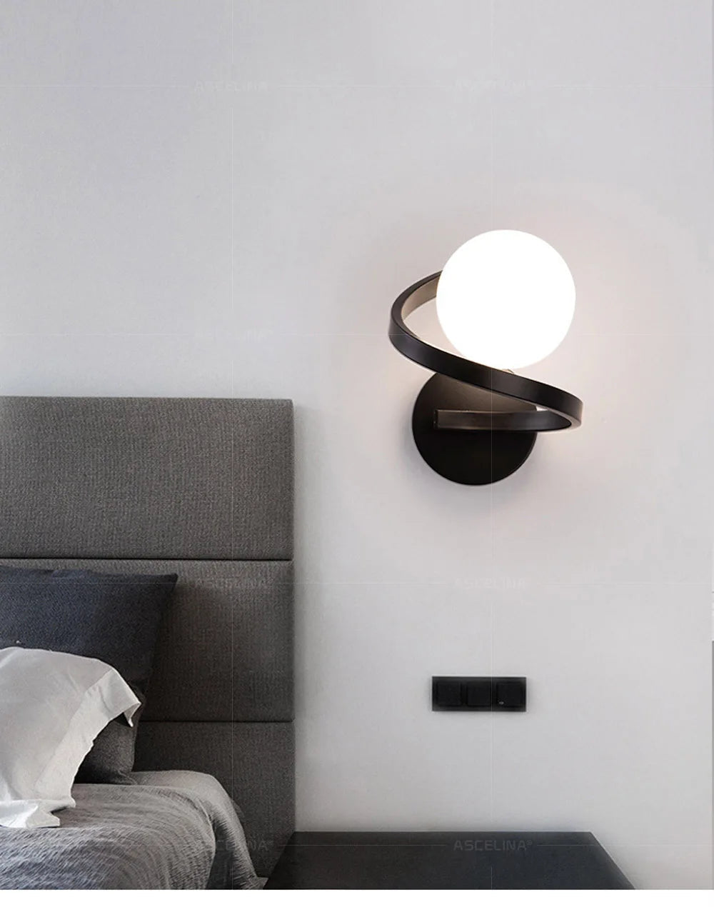 Modern Black LED Glass Wall Lamp