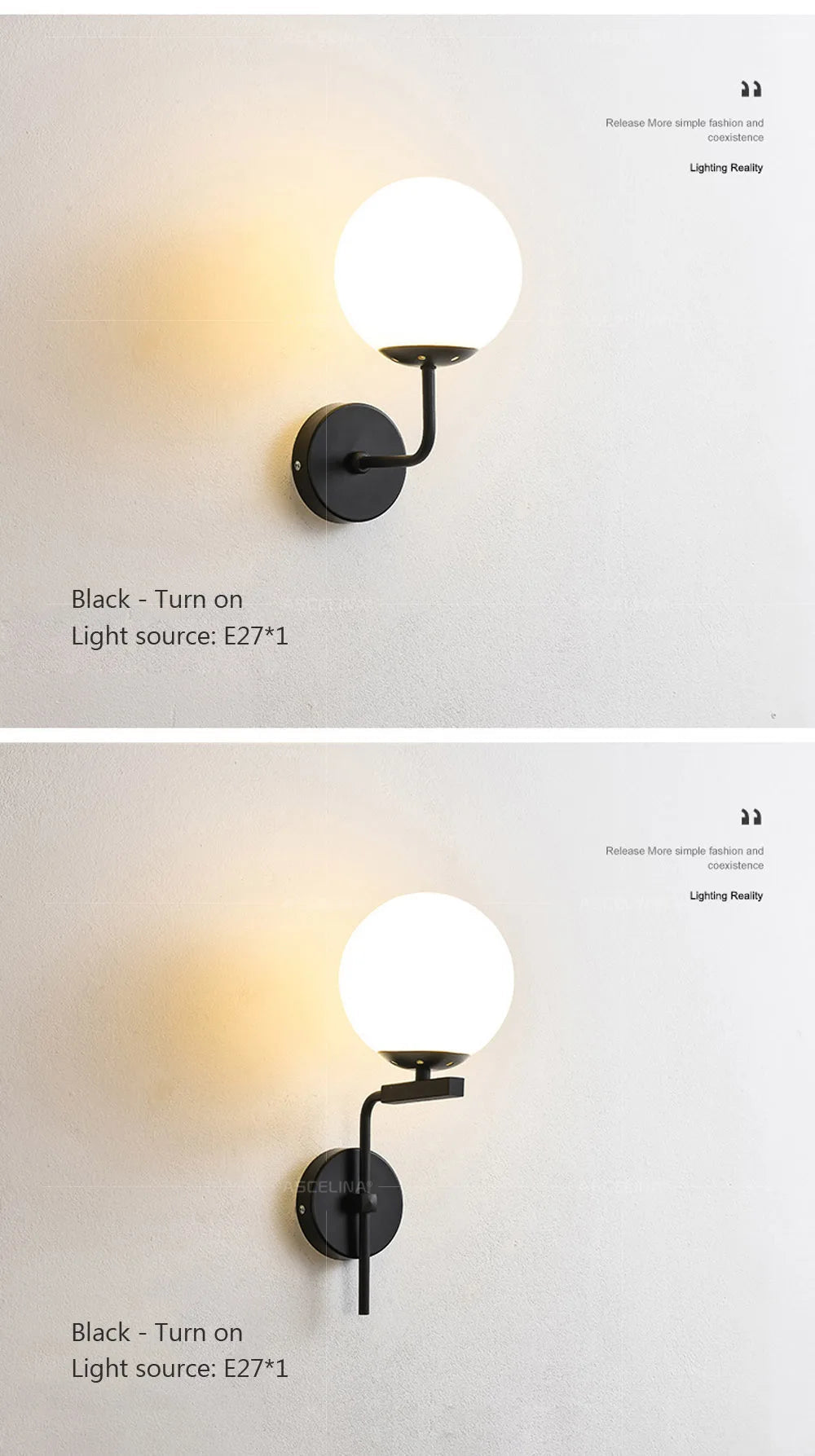 Modern Black LED Glass Wall Lamp