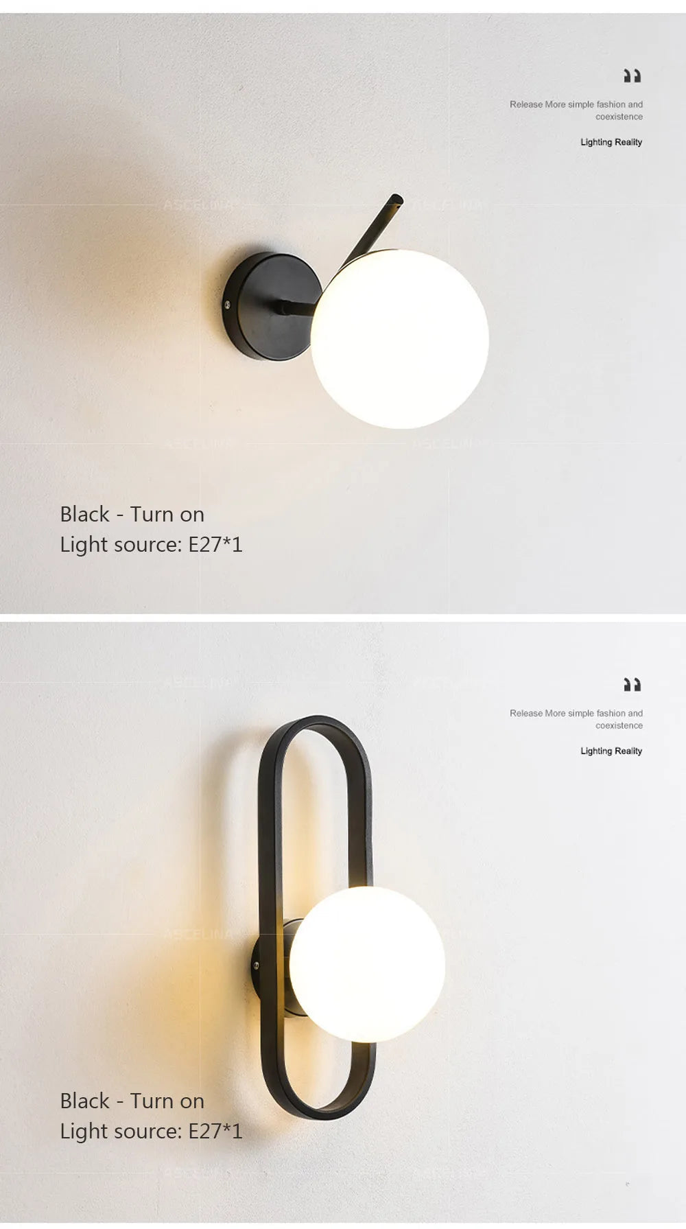 Modern Black LED Glass Wall Lamp