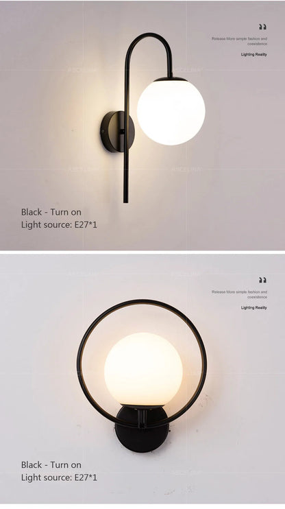 Modern Black LED Glass Wall Lamp