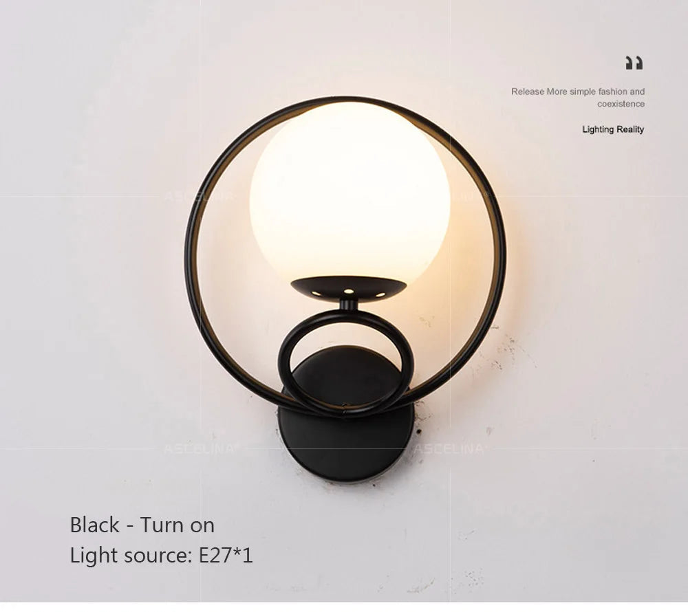 Modern Black LED Glass Wall Lamp