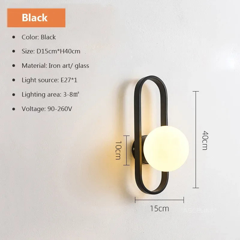 Modern Black LED Glass Wall Lamp