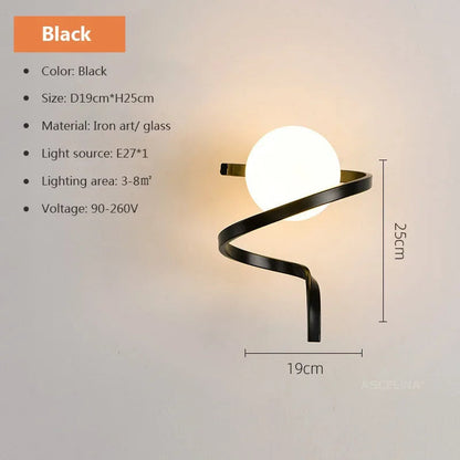 Modern Black LED Glass Wall Lamp