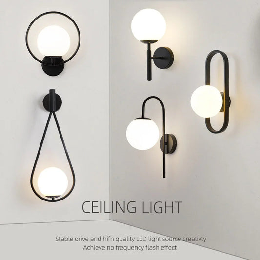 Modern Black LED Glass Wall Lamp