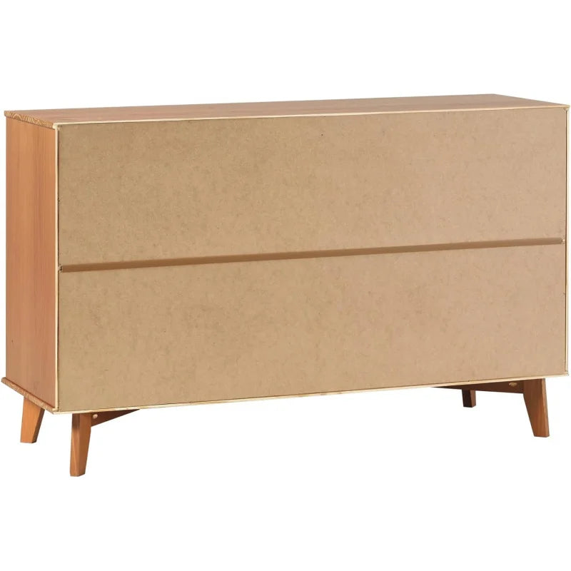 Modern Caramel Pine 6-Drawer Dresser