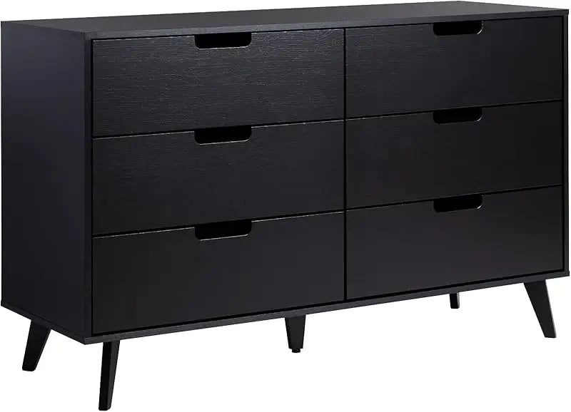 Modern Caramel Pine 6-Drawer Dresser