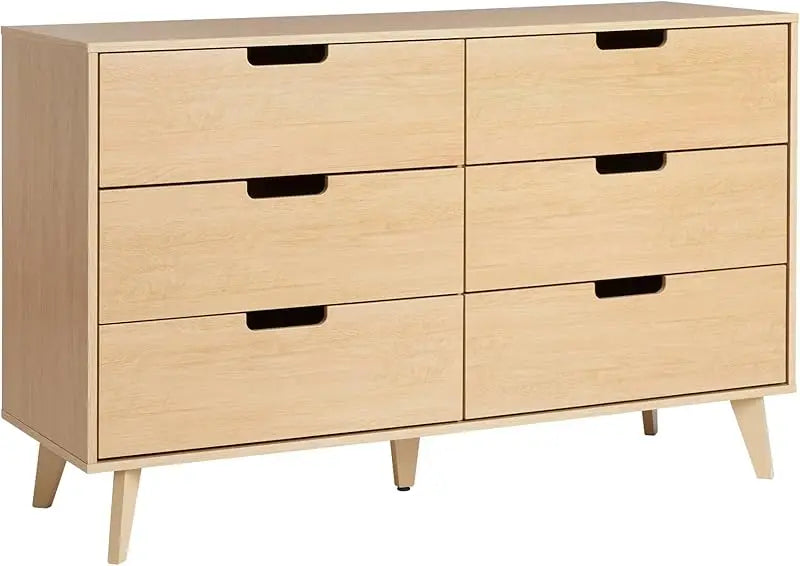 Modern Caramel Pine 6-Drawer Dresser