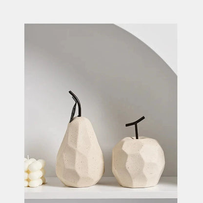 Modern Ceramic Apple Pear Sculpture