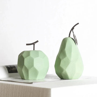 Modern Ceramic Apple Pear Sculpture