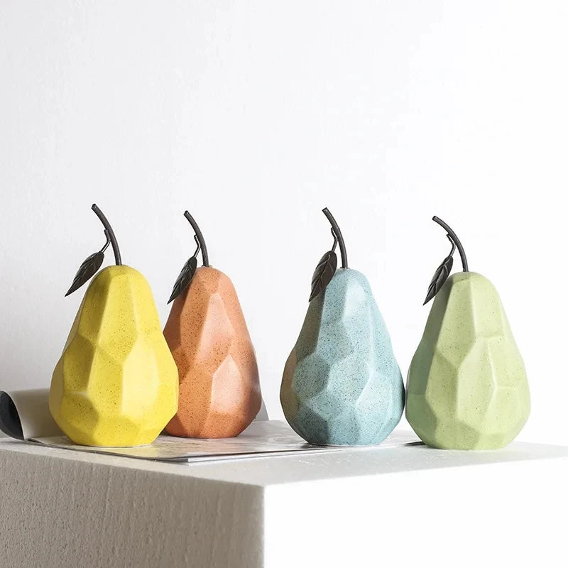 Modern Ceramic Apple Pear Sculpture