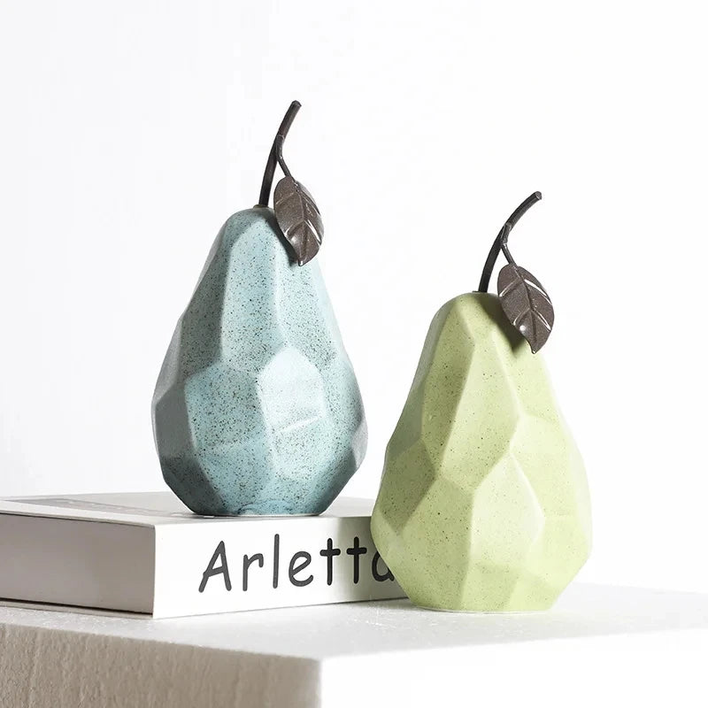 Modern Ceramic Apple Pear Sculpture