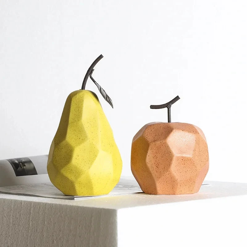 Modern Ceramic Apple Pear Sculpture